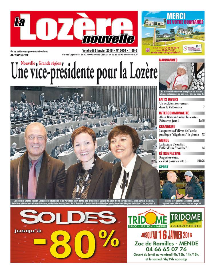 La Lozère Nouvelle 08 janvier 2016 La Lozère Nouvelle N°3656 du 08 janvier 2016 à télécharger sur iPad