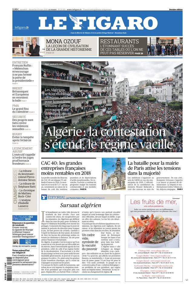 Le Figaro 09 mars 2019 Le Figaro du 09 mars 2019 à télécharger sur iPad