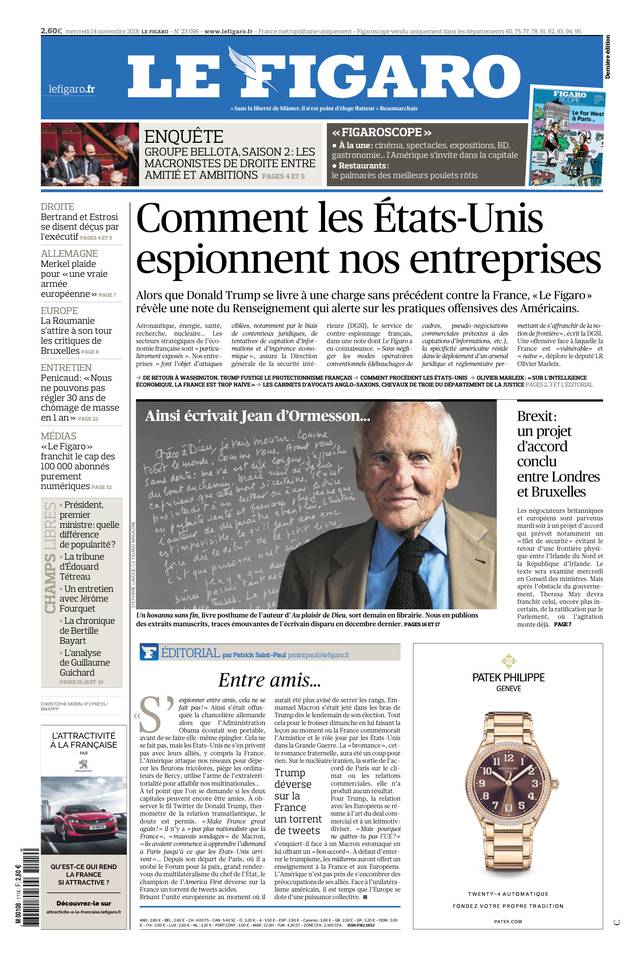 Le Figaro 14 novembre 2018 Le Figaro du 14 novembre 2018 à télécharger sur iPad