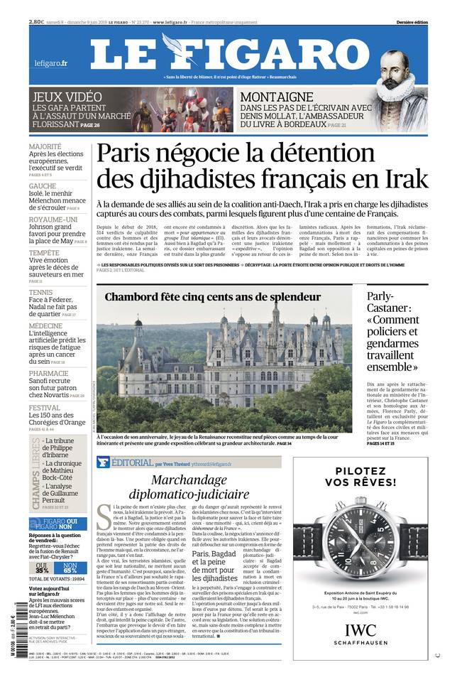 Le Figaro 08 juin 2019 Le Figaro du 08 juin 2019 à télécharger sur iPad