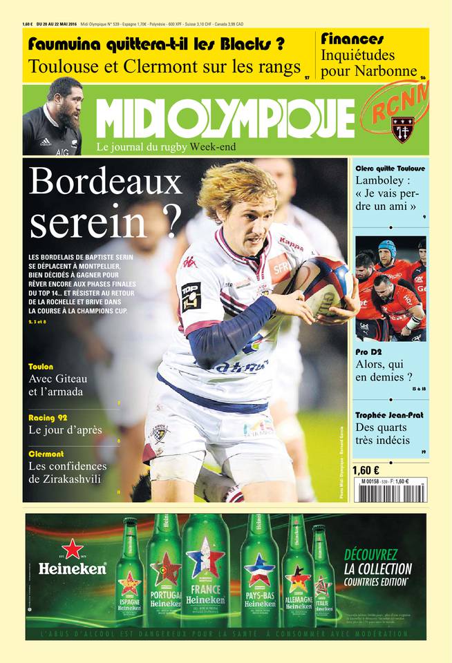 Midi Olympique Vert 20 mai 2016 Midi Olympique Vert du 20 mai 2016 à télécharger sur iPad