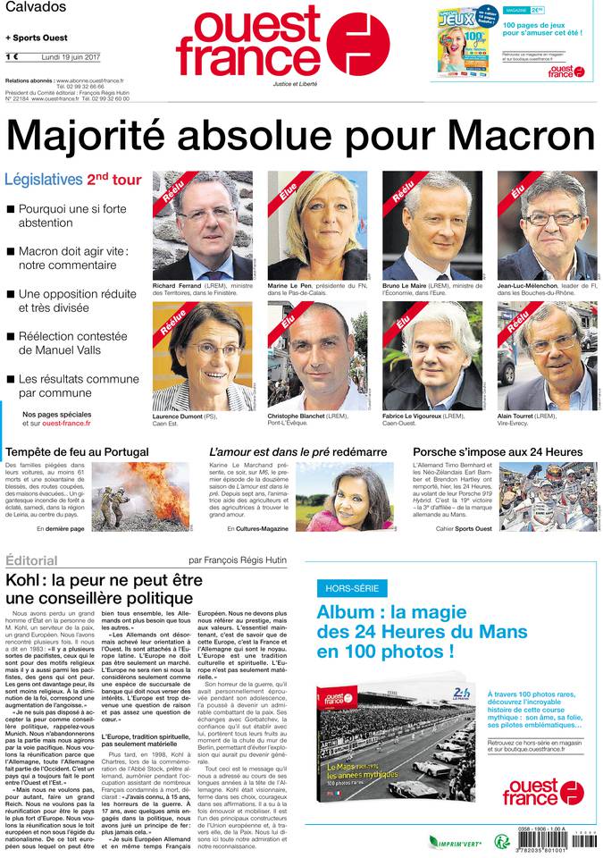 Ouest-France 19 juin 2017 Ouest-France du 19 juin 2017 à télécharger sur iPad