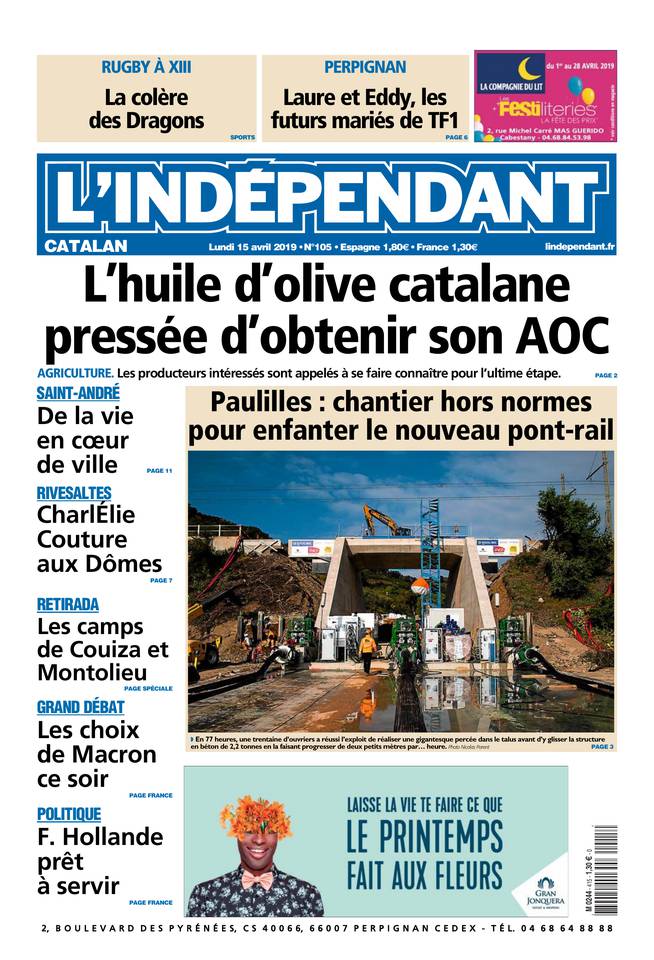 L'Indépendant 15 avril 2019 L'Indépendant du 15 avril 2019 à télécharger sur iPad