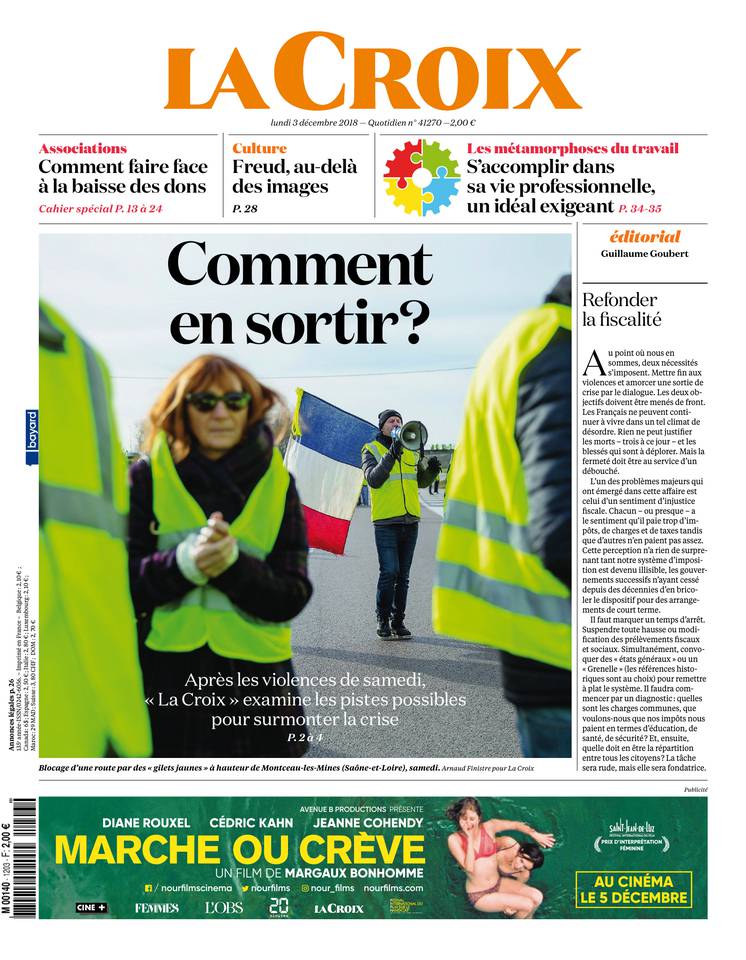 La Croix 03 décembre 2018 La Croix du 03 décembre 2018 à télécharger sur iPad