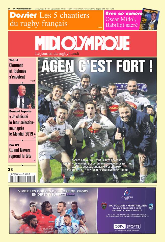 Midi Olympique Rouge 03 décembre 2018 Midi Olympique Rouge N°5471 du 03 décembre 2018 à télécharger sur iPad