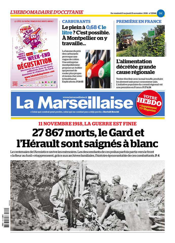 La Marseillaise Languedoc 09 novembre 2018 Abonnement L’Hérault du Jour Pas Cher avec BOUQUET INFO ePresse.fr