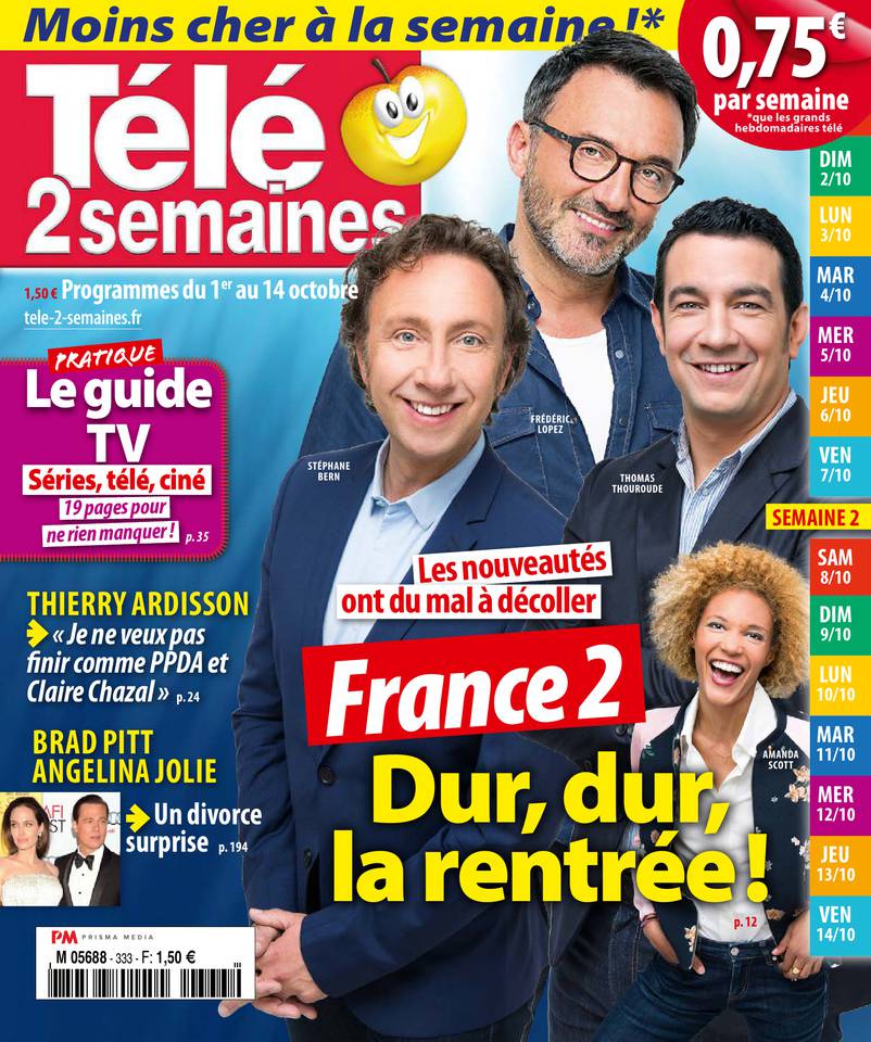 Télé 2 Semaines 26 septembre 2016 Télé 2 Semaines N°333 du 26 septembre 2016 à télécharger sur iPad