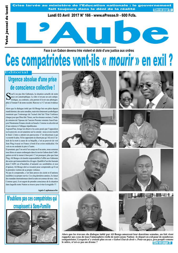 L'Aube 03 avril 2017 L'Aube N°166 du 03 avril 2017 à télécharger sur iPad