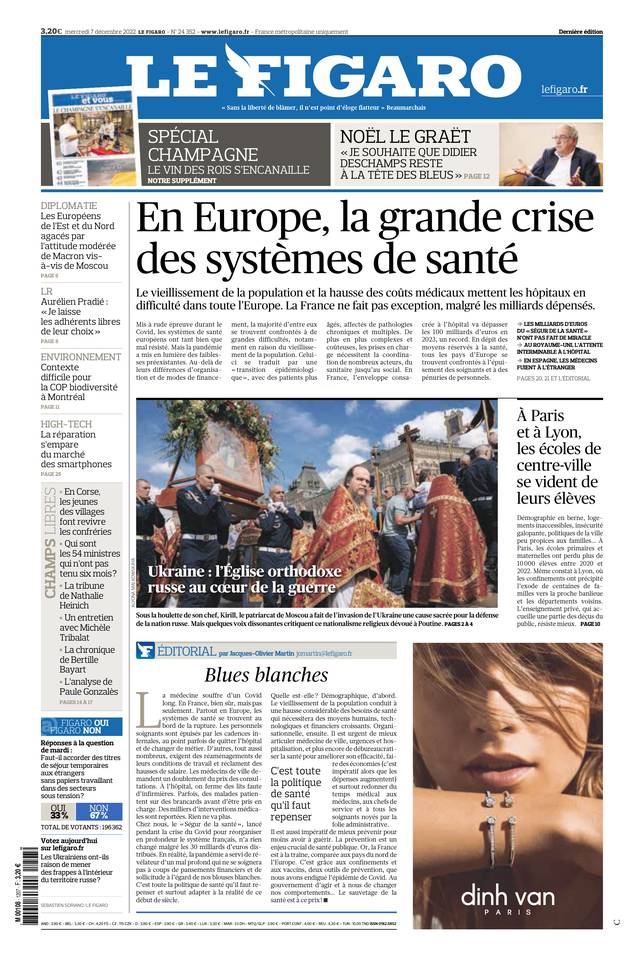 Le Figaro Une du 7 décembre 2022