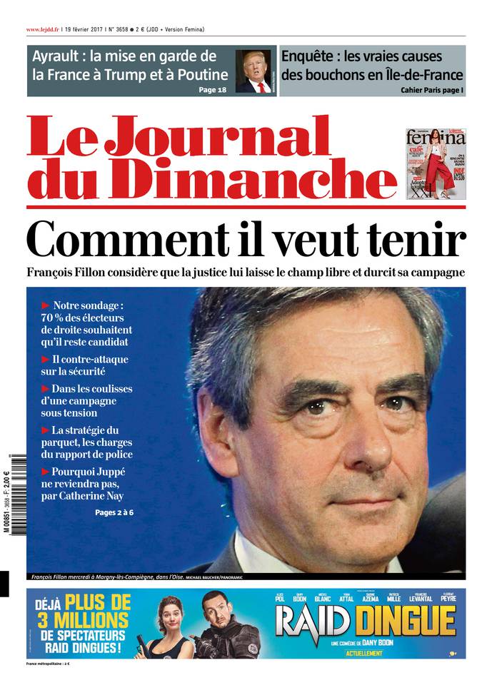 Le Journal du Dimanche 19 février 2017 Le Journal du Dimanche N°3658 du 19 février 2017 à télécharger sur iPad