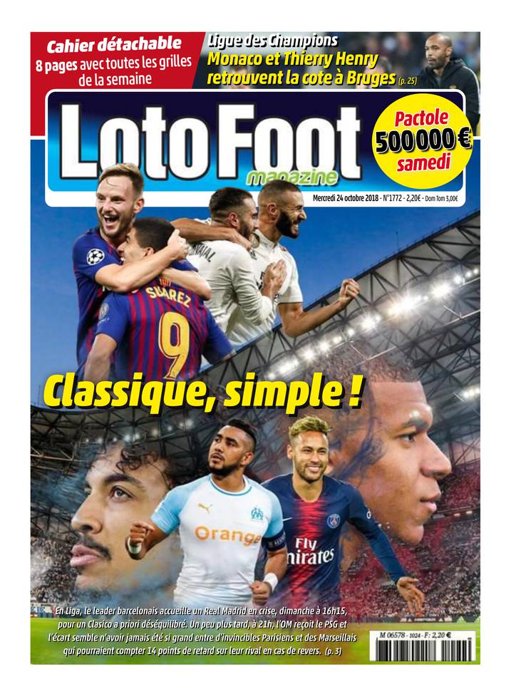 Loto Foot Magazine 24 octobre 2018 Loto Foot Magazine du 24 octobre 2018 à télécharger sur iPad