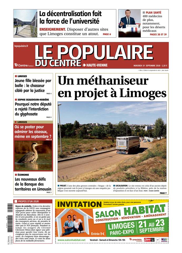 Le Populaire du Centre 19 septembre 2018 Abonnement Populaire du Centre Pas Cher avec le BOUQUET ePresse.fr