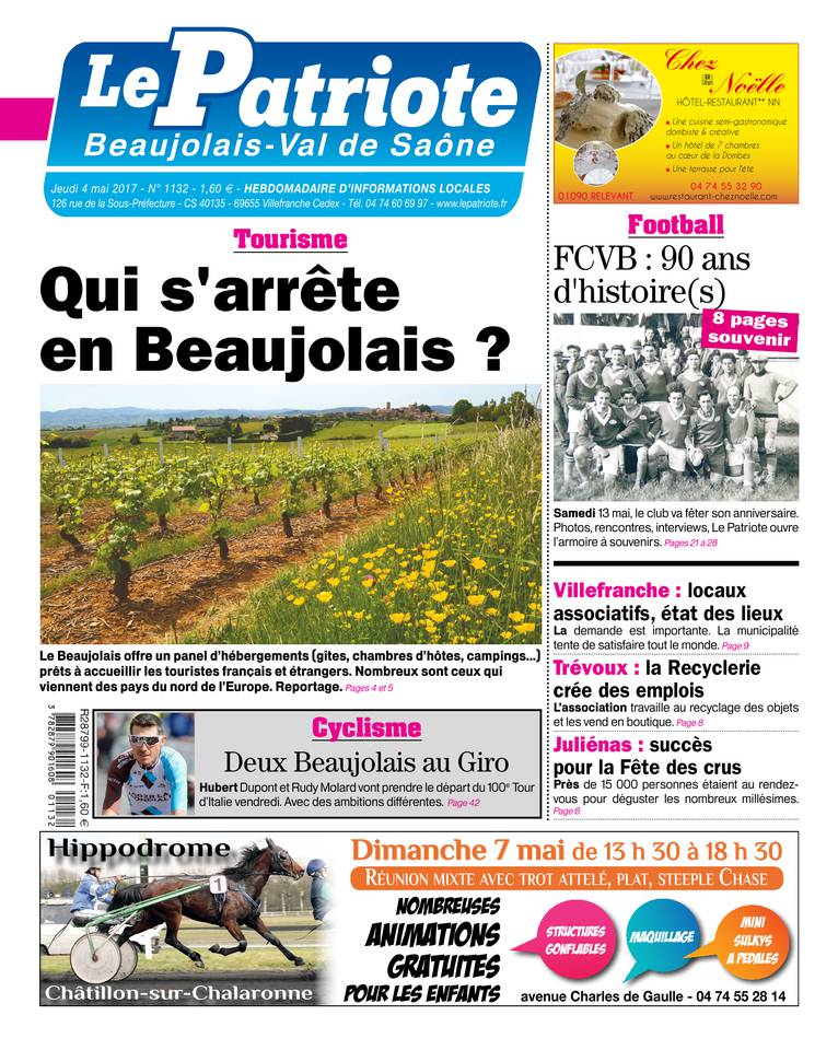 Le Patriote Beaujolais 04 mai 2017 Le Patriote Beaujolais du 04 mai 2017 à télécharger sur iPad