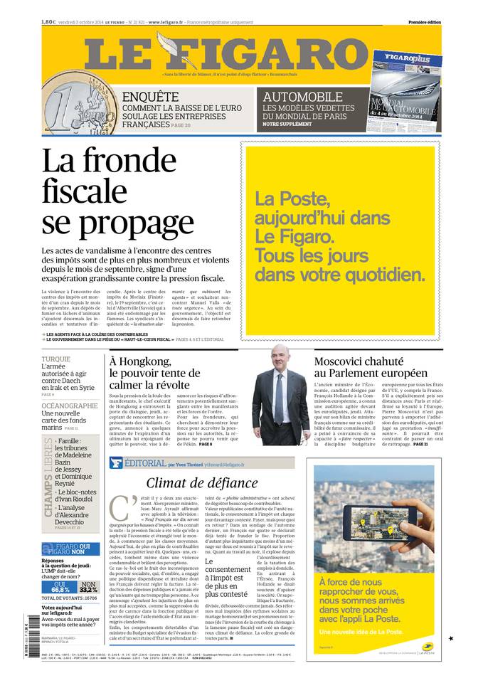 Le Figaro 03 octobre 2014 Le Figaro du 03 octobre 2014 à télécharger sur iPad