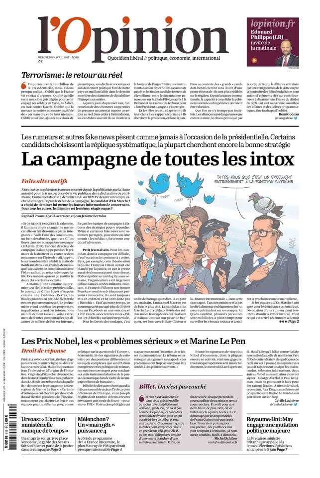 L'Opinion 19 avril 2017 L'Opinion du 19 avril 2017 à télécharger sur iPad