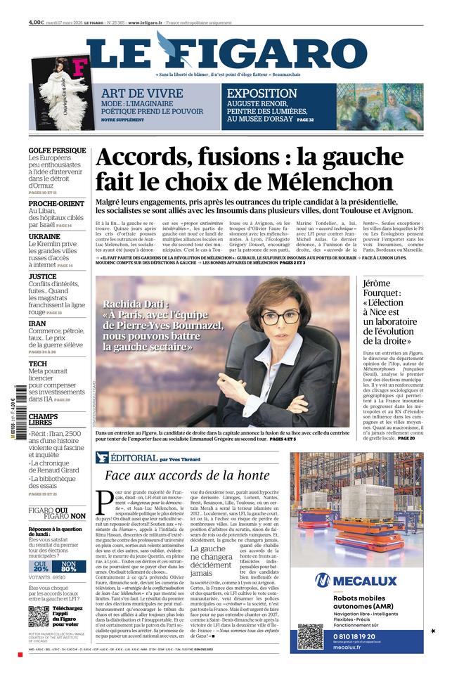Le Figaro Une du 17 mars 2026