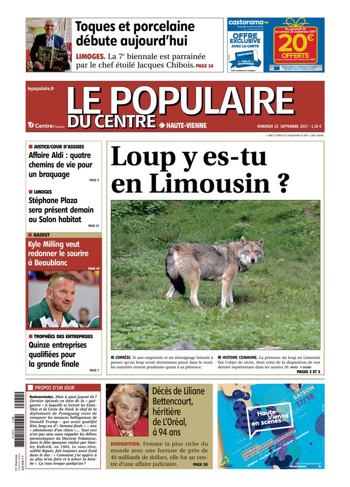 Le Populaire du Centre 22 septembre 2017 Abonnement Populaire du Centre Pas Cher avec le BOUQUET ePresse.fr