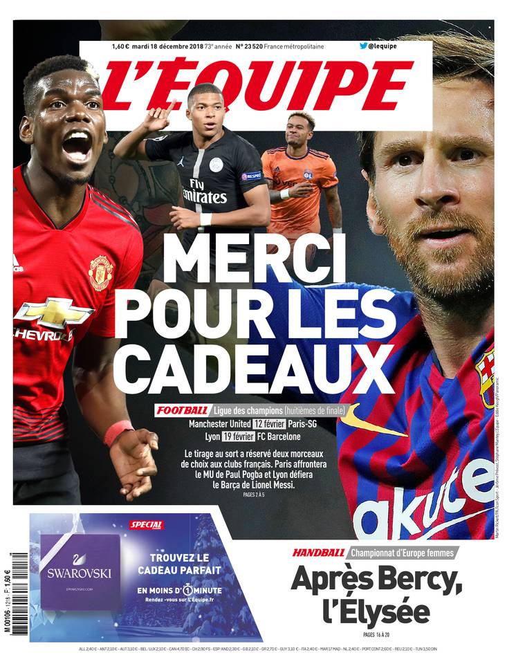 L'Équipe 18 décembre 2018 Abonnement à L'Équipe Pas Cher avec le BOUQUET SPORT ePresse.fr