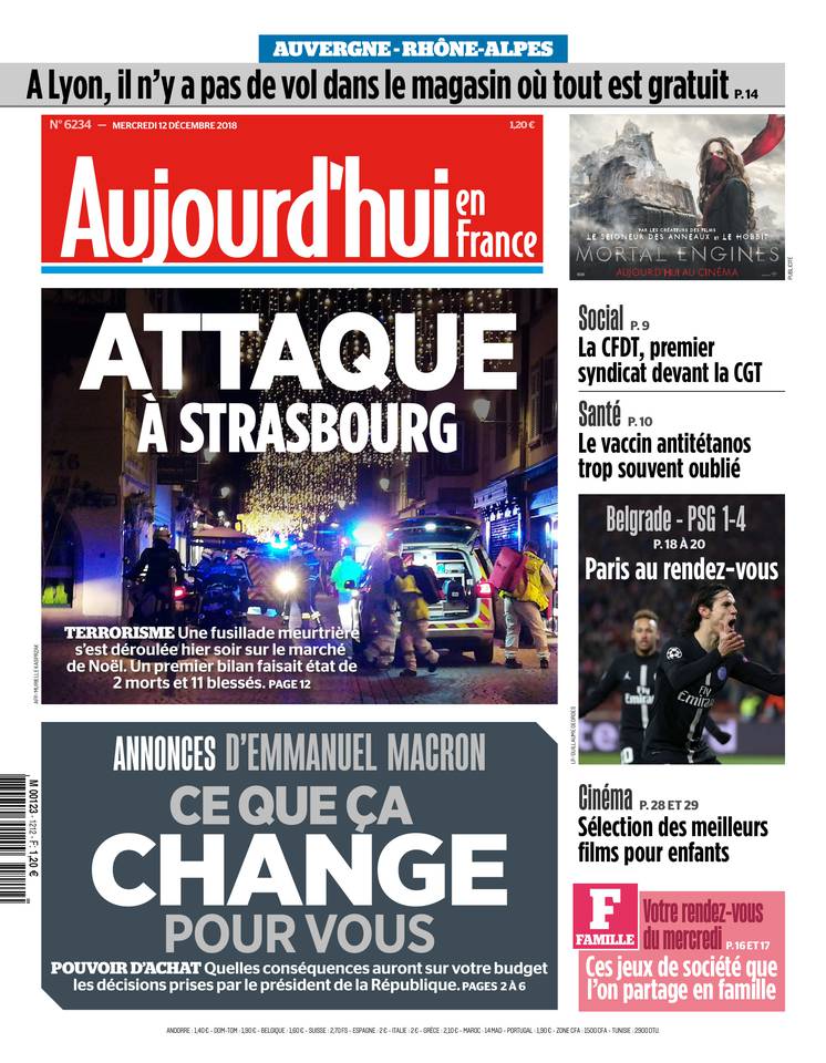 Aujourd'hui en France 12 décembre 2018 Abonnement Aujourd’hui en France Pas Cher avec le BOUQUET ePresse.fr