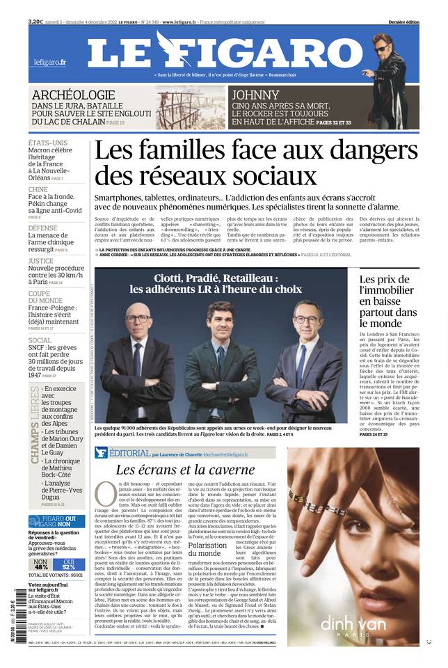 Le Figaro Une du 3 décembre 2022