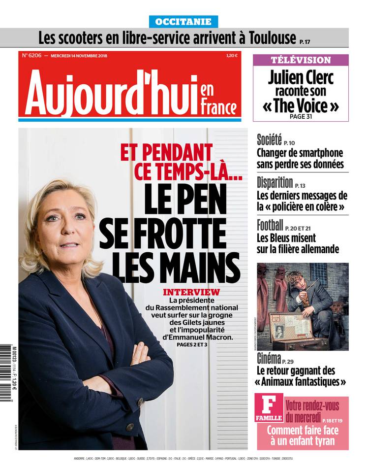 Aujourd'hui en France 14 novembre 2018 Aujourd'hui en France du 14 novembre 2018 à télécharger sur iPad