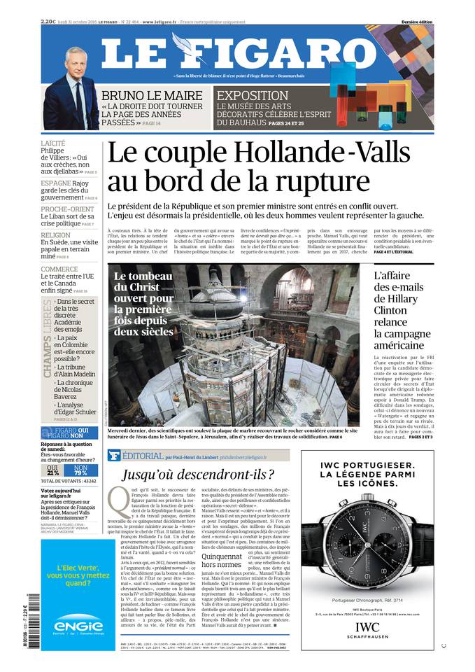 Le Figaro 31 octobre 2016 Le Figaro du 31 octobre 2016 à télécharger sur iPad