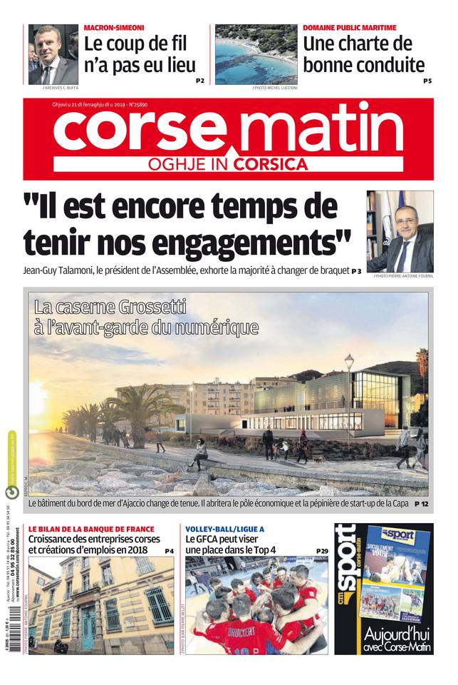 Corse Matin île 21 février 2019 Corse Matin île du 21 février 2019