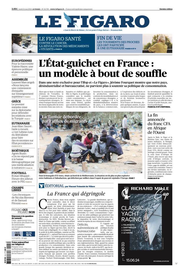 Le Figaro Une du 13 mai 2024