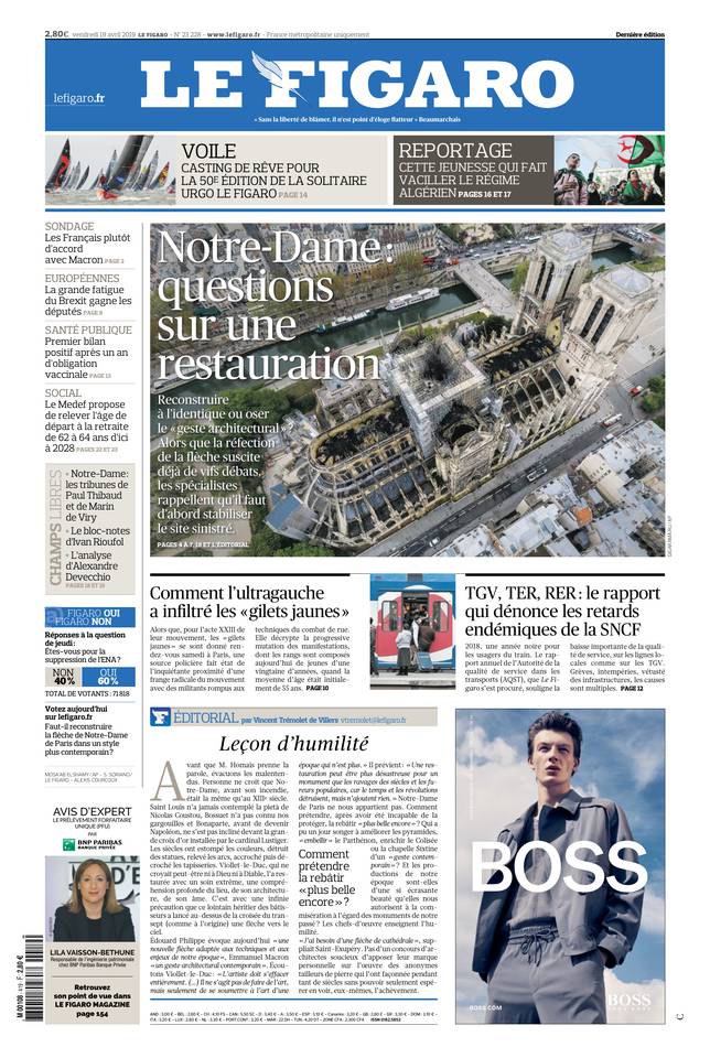 Le Figaro 19 avril 2019 Le Figaro du 19 avril 2019 à télécharger sur iPad