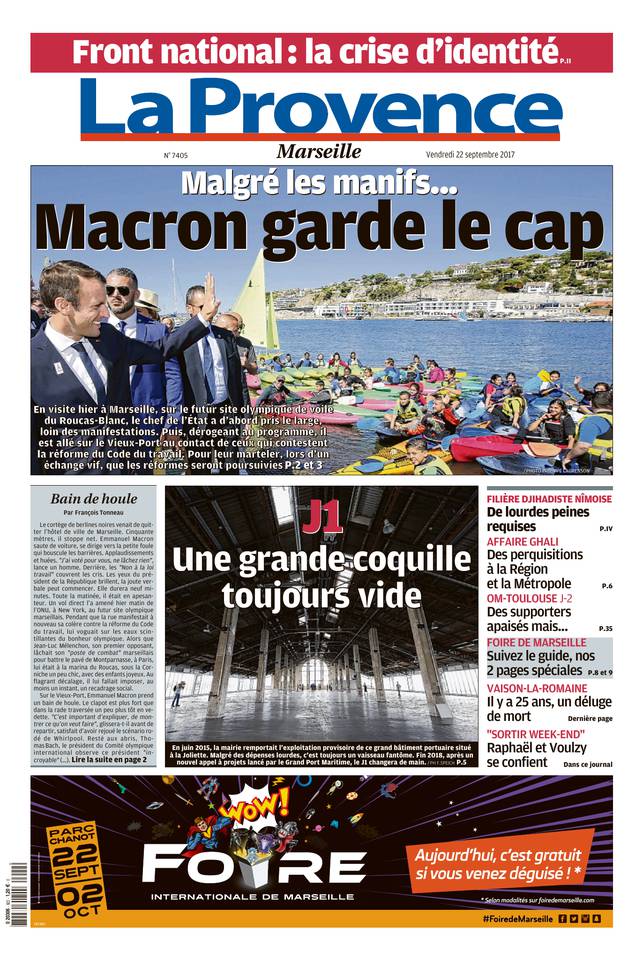 La Provence 22 septembre 2017 La Provence - La Provence édition Marseille du 22 septembre 2017