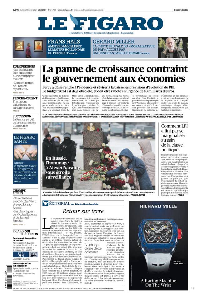 Le Figaro Une du 19 février 2024