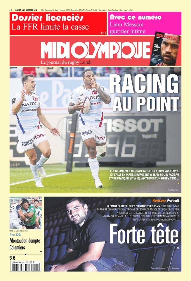 Midi Olympique Rouge 01 octobre 2018 Midi Olympique Rouge N°5462 du 01 octobre 2018 à télécharger sur iPad