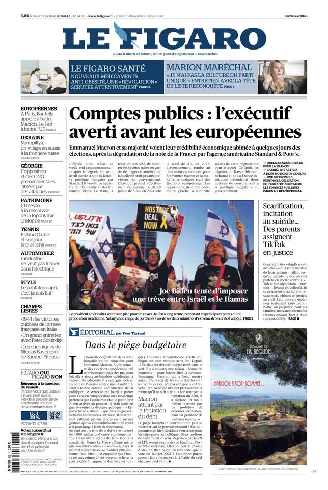 Le Figaro Une du 3 juin 2024