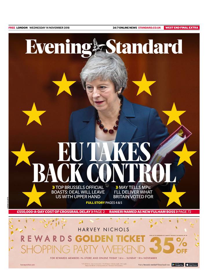 Evening Standard 14 novembre 2018 Abonnement London Evening Standard Pas Cher avec le BOUQUET ePresse.fr