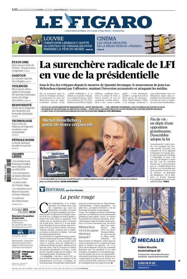 Le Figaro Une du 26 février 2026