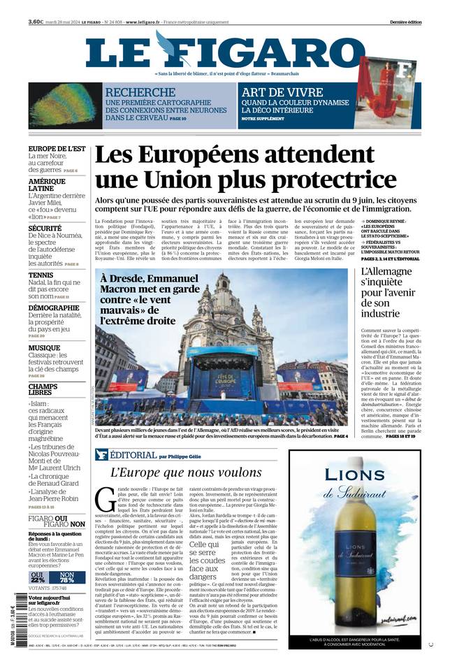 Le Figaro Une du 28 mai 2024