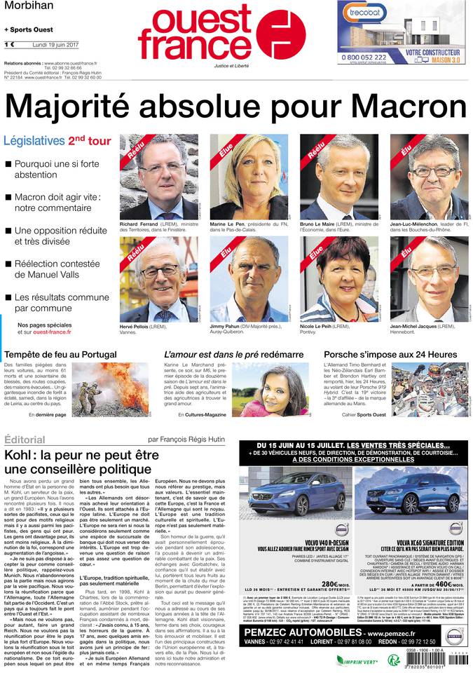 Ouest-France 19 juin 2017 Ouest-France du 19 juin 2017 à télécharger sur iPad
