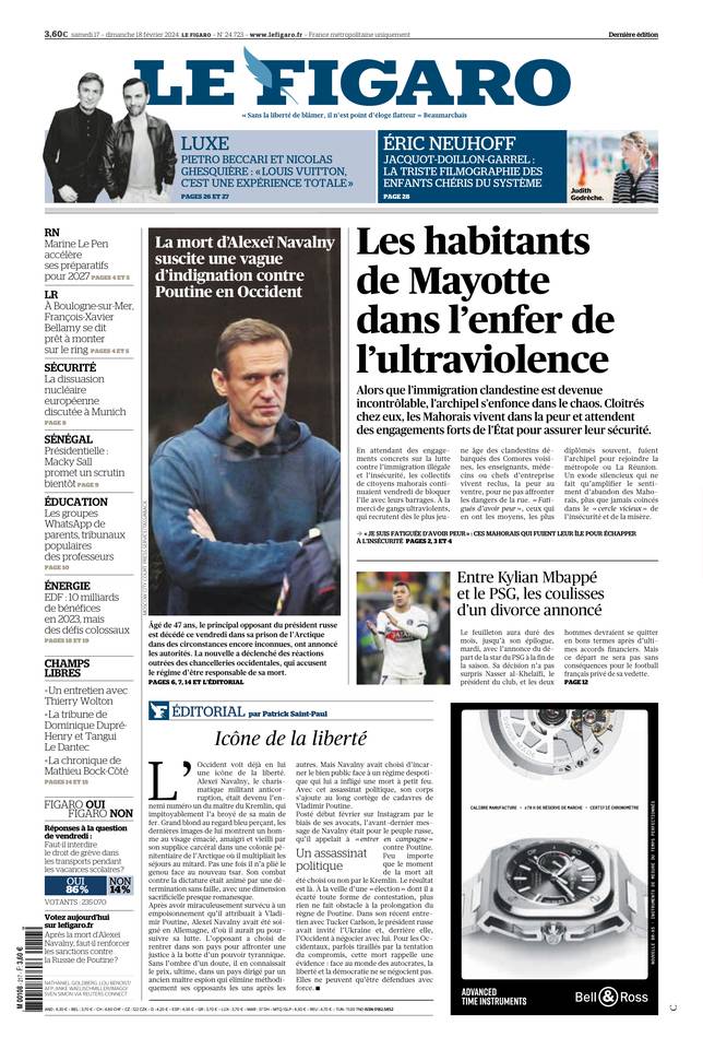 Le Figaro Une du 17 février 2024