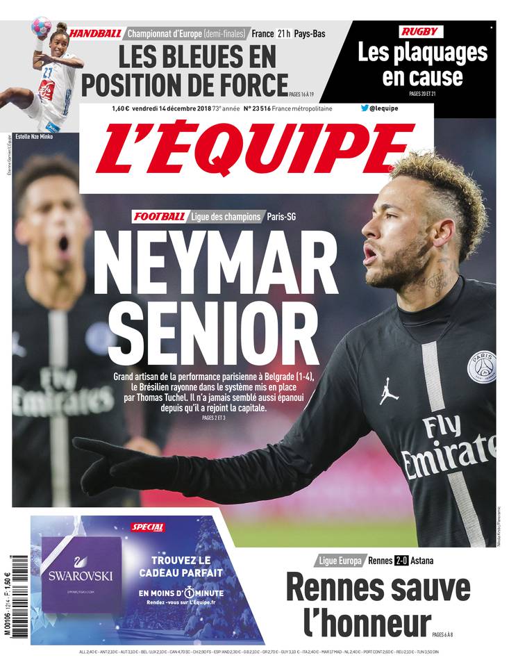 L'Équipe 14 décembre 2018 Abonnement à L'Équipe Pas Cher avec le BOUQUET SPORT ePresse.fr