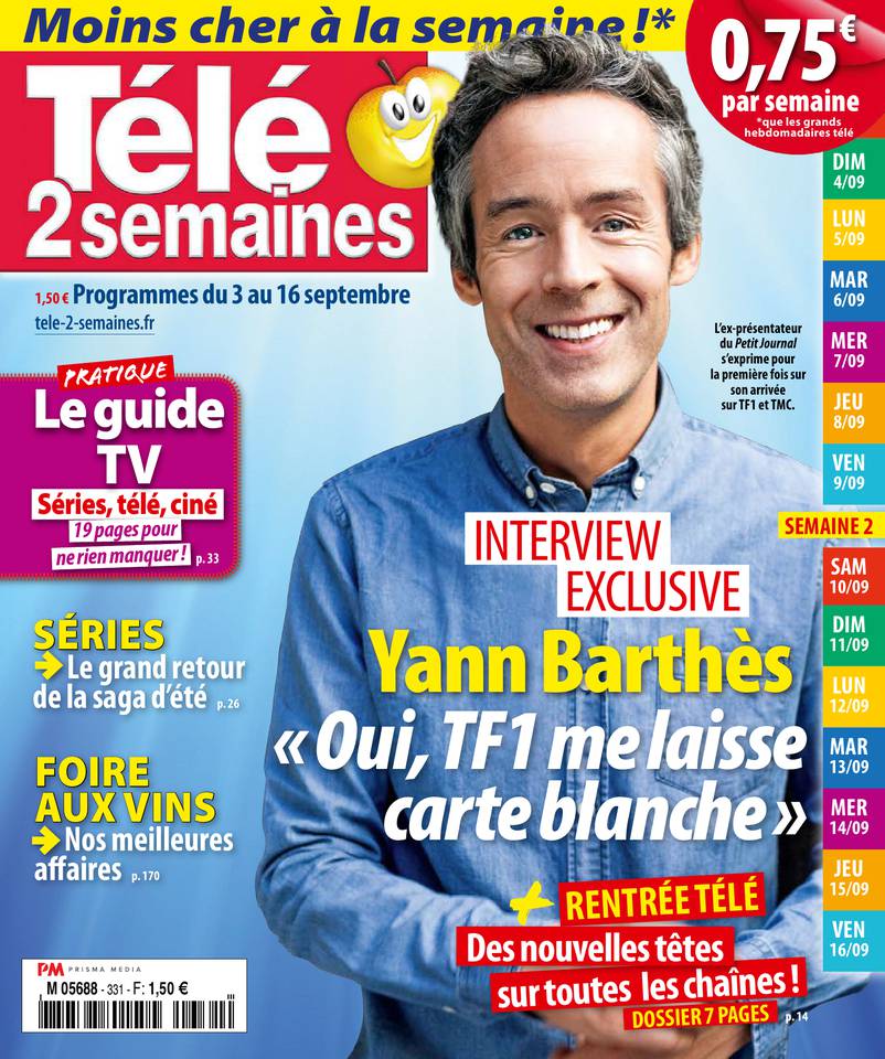 Télé 2 Semaines 29 août 2016 Télé 2 Semaines N°331 du 29 août 2016 à télécharger sur iPad