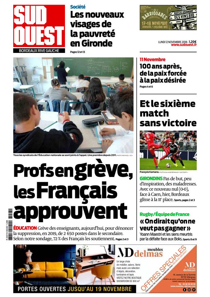 Sud Ouest 12 novembre 2018 Sud Ouest du 12 novembre 2018 à télécharger sur iPad