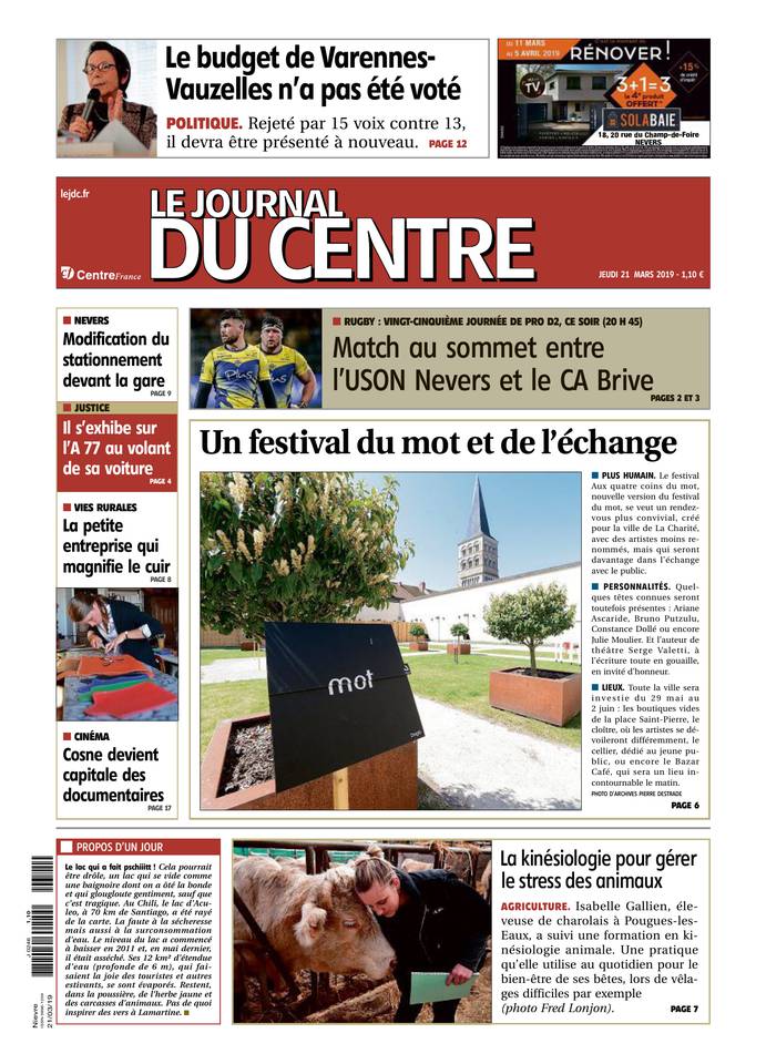 Le Journal du Centre 21 mars 2019 Abonnement Journal du Centre Pas Cher avec le BOUQUET ePresse.fr