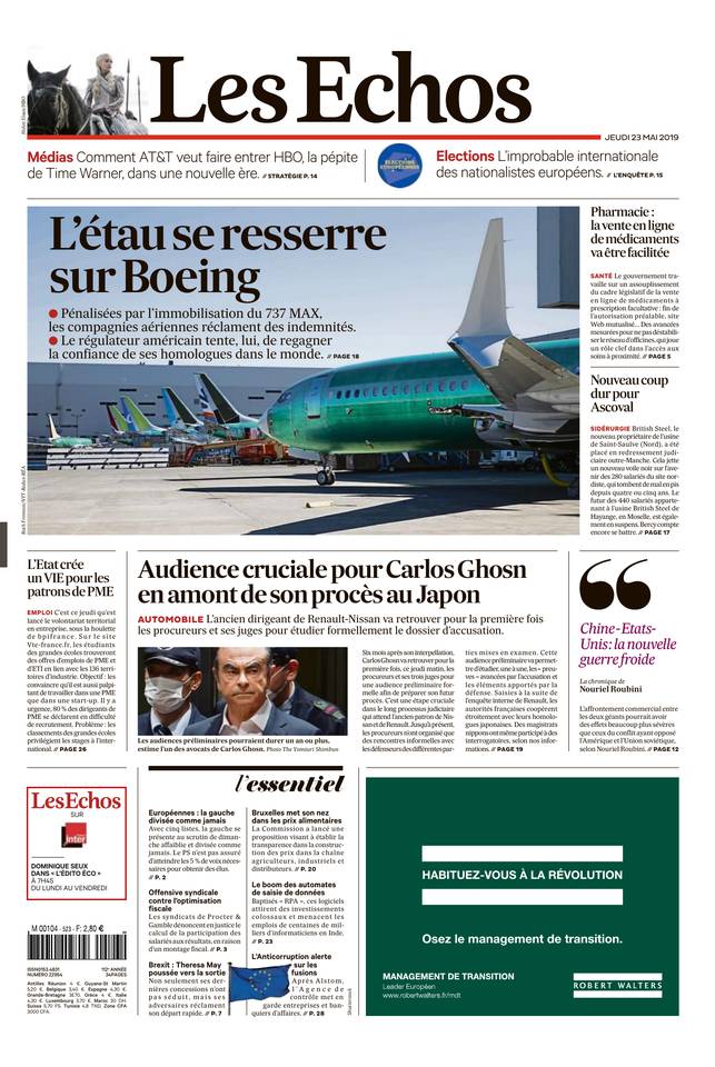 Les Echos 23 mai 2019 Les Echos du 23 mai 2019 à télécharger sur iPad