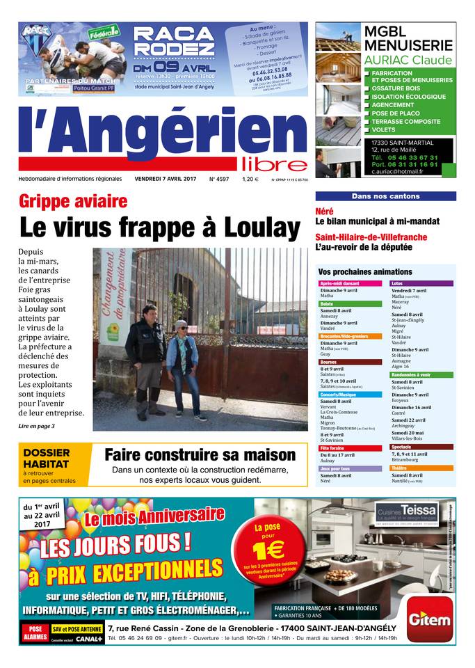 L'Angérien Libre 07 avril 2017 L'Angérien Libre N°4597 du 07 avril 2017 à télécharger sur iPad