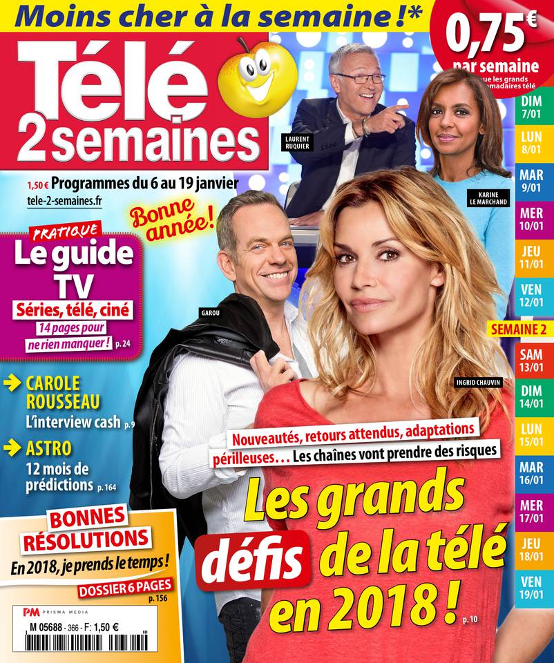 Télé 2 Semaines 01 janvier 2018 Télé 2 Semaines N°366 du 01 janvier 2018 à télécharger sur iPad