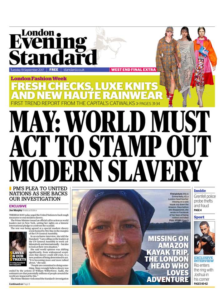 Evening Standard 19 septembre 2017 Abonnement London Evening Standard Pas Cher avec le BOUQUET ePresse.fr