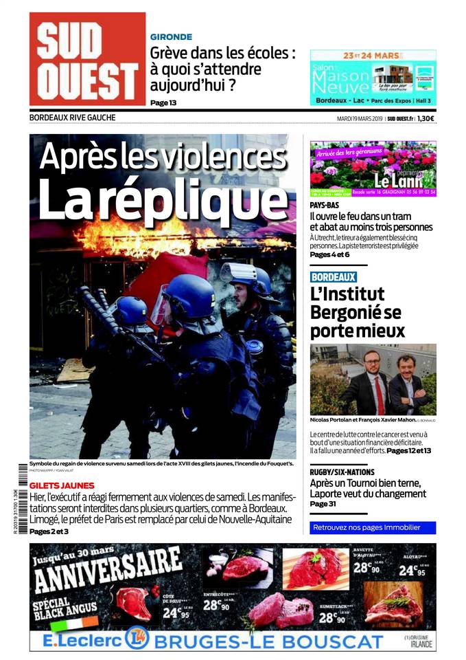 Sud Ouest 19 mars 2019 Abonnement Sud Ouest Pas Cher avec BOUQUET INFO ePresse.fr
