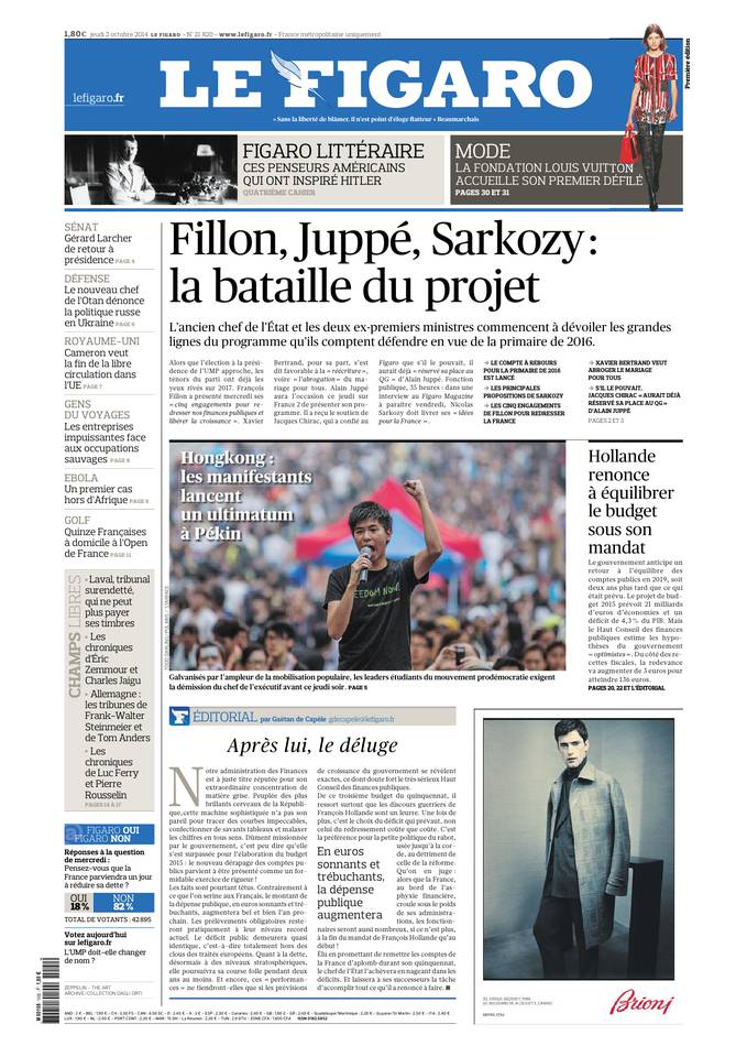 Le Figaro 02 octobre 2014 Le Figaro du 02 octobre 2014 à télécharger sur iPad