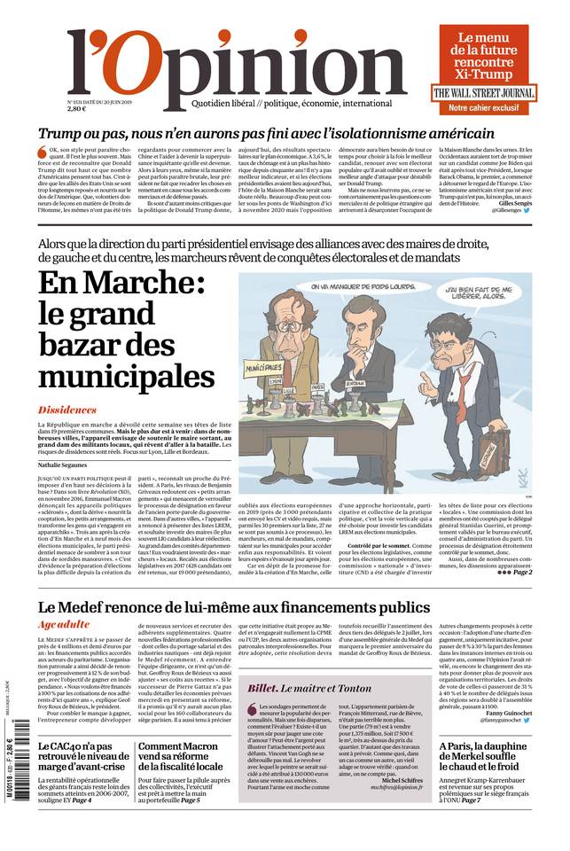 L'Opinion 20 juin 2019 Abonnement à L’Opinion Pas Cher avec le BOUQUET INFO ePresse.fr