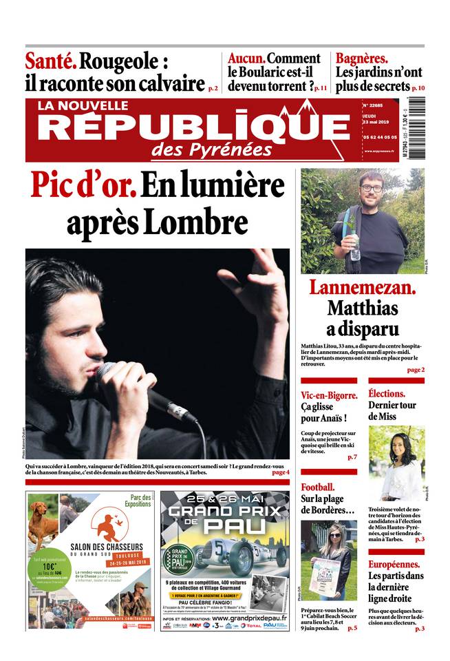 La Nouvelle République des Pyrénées 23 mai 2019 La Nouvelle République des Pyrénées du 23 mai 2019 à télécharger sur iPad